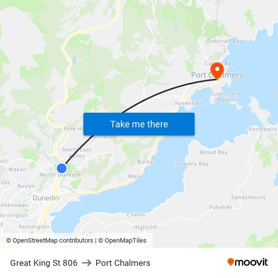 Great King St 806 to Port Chalmers map