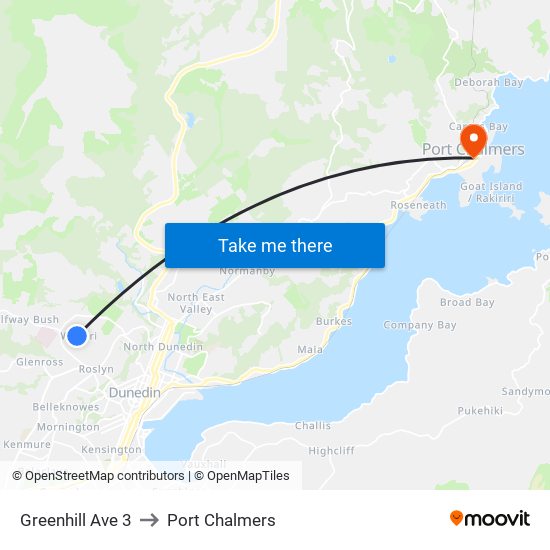 Greenhill Ave 3 to Port Chalmers map