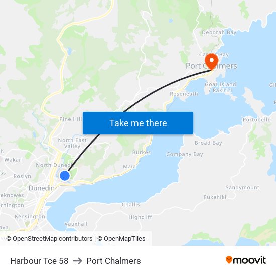 Harbour Tce 58 to Port Chalmers map