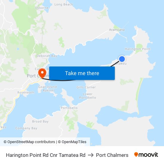 Harington Point Rd Cnr Tamatea Rd to Port Chalmers map