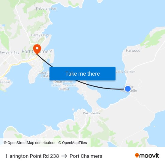 Harington Point Rd 238 to Port Chalmers map