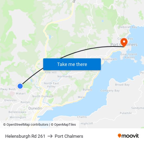 Helensburgh Rd 261 to Port Chalmers map