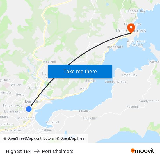 High St 184 to Port Chalmers map