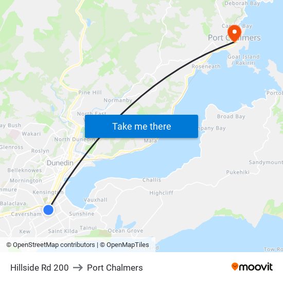 Hillside Rd 200 to Port Chalmers map