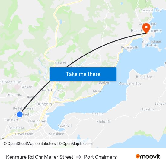 Kenmure Rd Cnr Mailer Street to Port Chalmers map