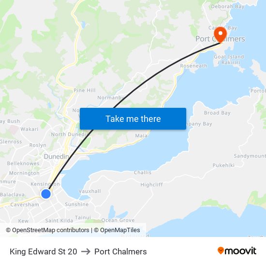 King Edward St 20 to Port Chalmers map