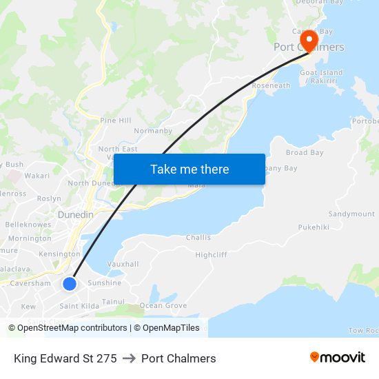King Edward St 275 to Port Chalmers map