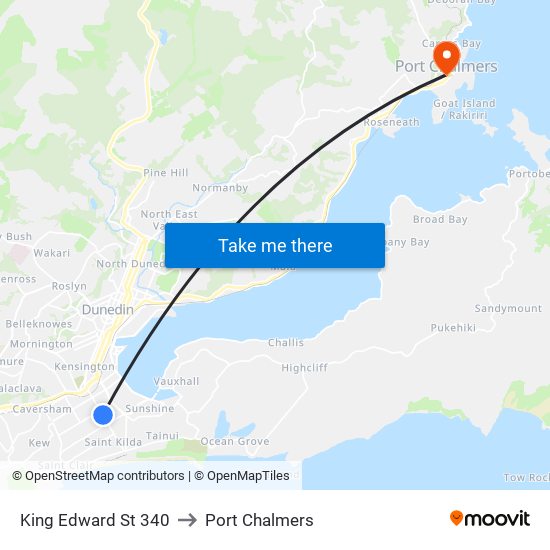 King Edward St 340 to Port Chalmers map