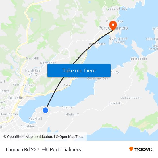 Larnach Rd 237 to Port Chalmers map
