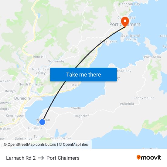 Larnach Rd 2 to Port Chalmers map