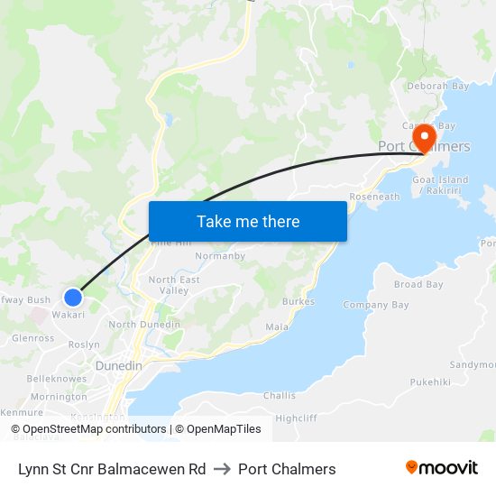 Lynn St Cnr Balmacewen Rd to Port Chalmers map