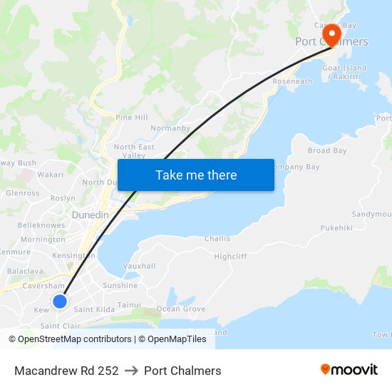Macandrew Rd 252 to Port Chalmers map