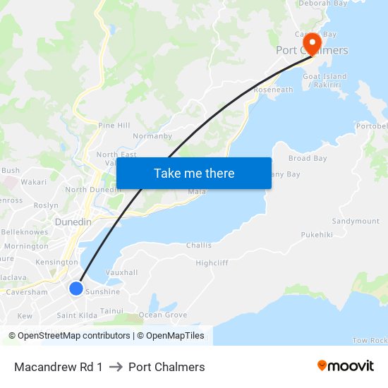Macandrew Rd 1 to Port Chalmers map