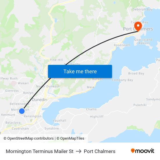 Mornington Terminus Mailer St to Port Chalmers map