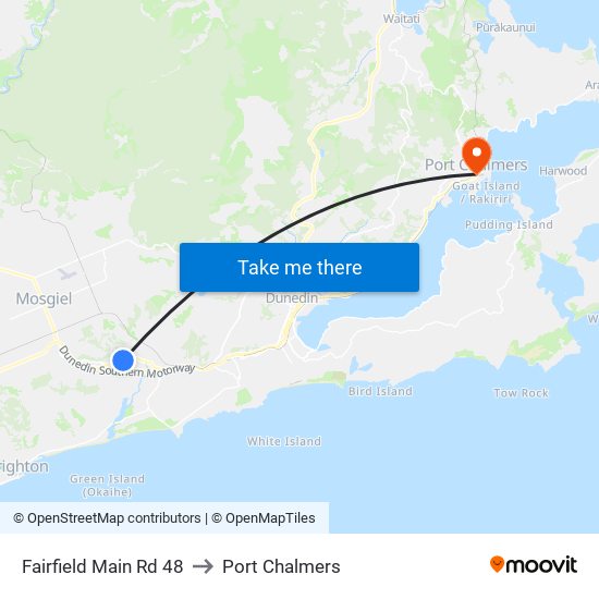 Fairfield Main Rd 48 to Port Chalmers map