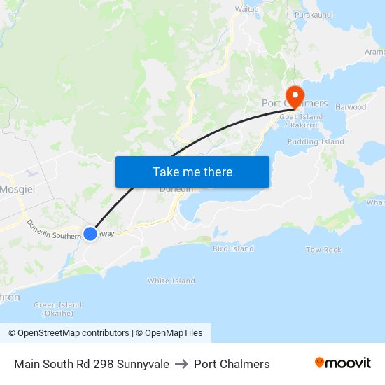 Main South Rd 298 Sunnyvale to Port Chalmers map