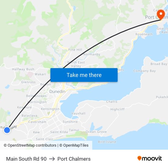 Main South Rd 90 to Port Chalmers map