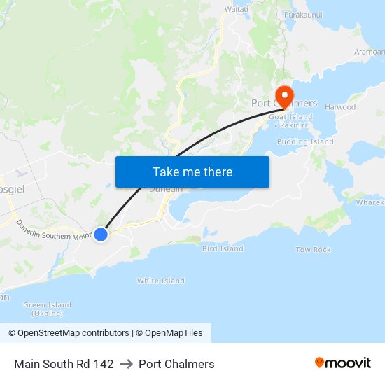 Main South Rd 142 to Port Chalmers map