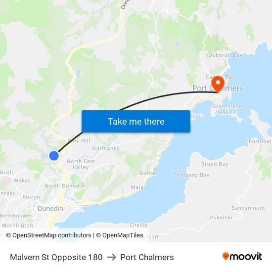 Malvern St Opposite 180 to Port Chalmers map