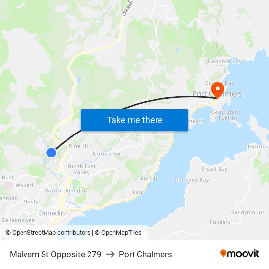 Malvern St Opposite 279 to Port Chalmers map