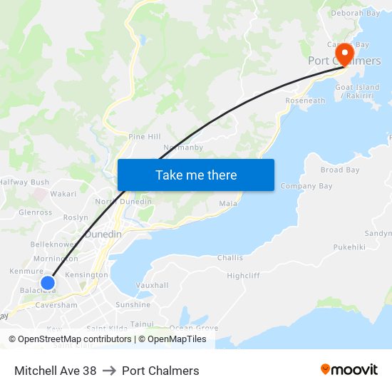 Mitchell Ave 38 to Port Chalmers map