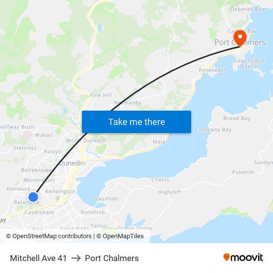 Mitchell Ave 41 to Port Chalmers map