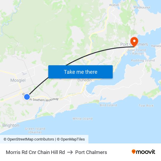 Morris Rd Cnr Chain Hill Rd to Port Chalmers map