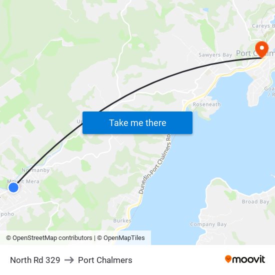 North Rd 329 to Port Chalmers map