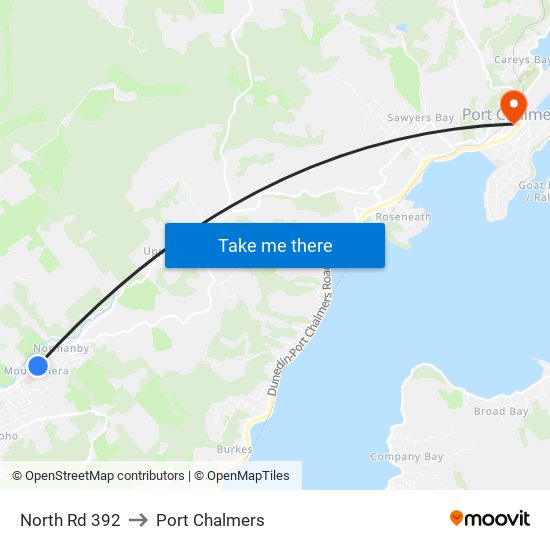 North Rd 392 to Port Chalmers map