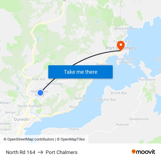 North Rd 164 to Port Chalmers map