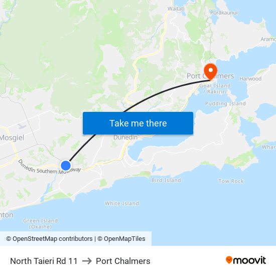 North Taieri Rd 11 to Port Chalmers map