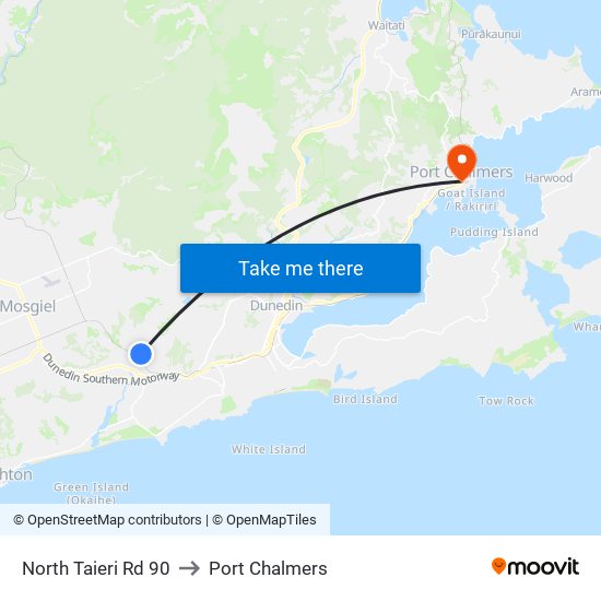 North Taieri Rd 90 to Port Chalmers map