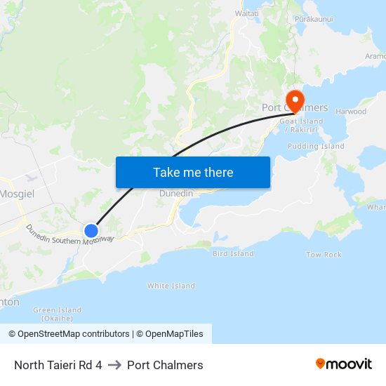 North Taieri Rd 4 to Port Chalmers map
