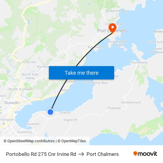 Portobello Rd 275 Cnr Irvine Rd to Port Chalmers map