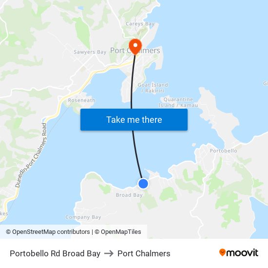 Portobello Rd Broad Bay to Port Chalmers map