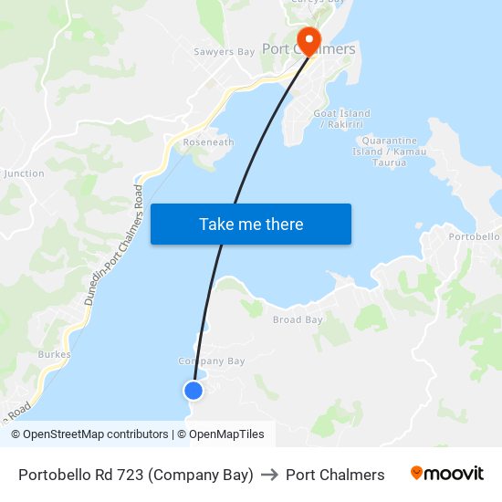 Portobello Rd 723 (Company Bay) to Port Chalmers map