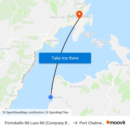 Portobello Rd Luss Rd (Company Bay) to Port Chalmers map