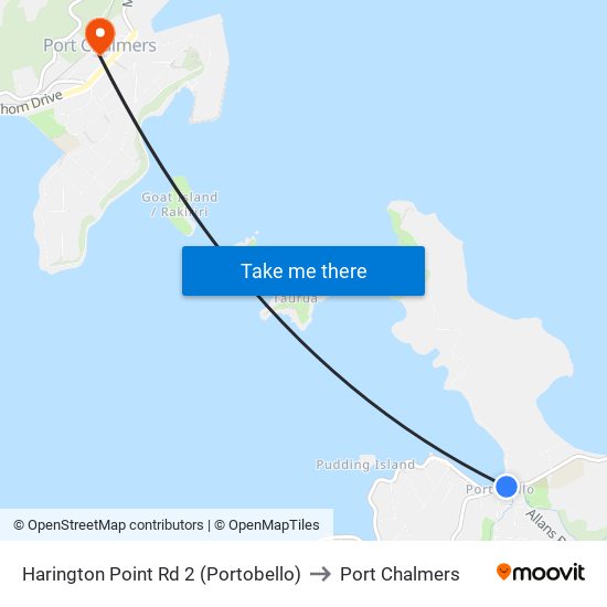 Harington Point Rd 2 (Portobello) to Port Chalmers map