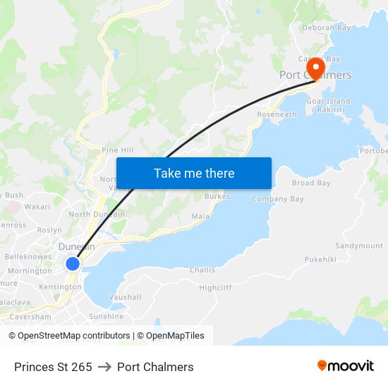 Princes St 265 to Port Chalmers map