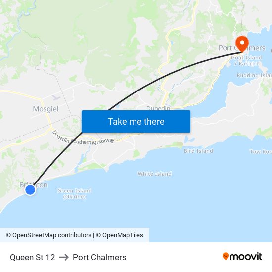 Queen St 12 to Port Chalmers map