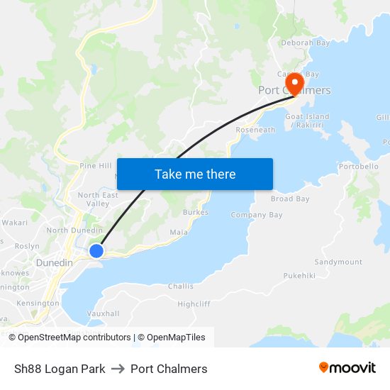 Sh88 Logan Park to Port Chalmers map