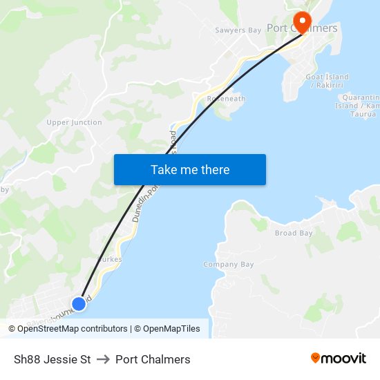 Sh88 Jessie St to Port Chalmers map