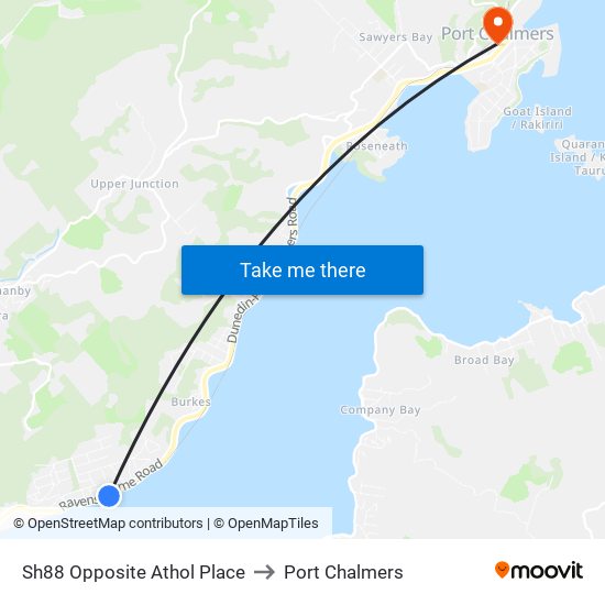 Sh88 Opposite Athol Place to Port Chalmers map