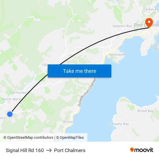 Signal Hill Rd 160 to Port Chalmers map