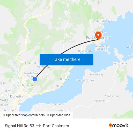 Signal Hill Rd 53 to Port Chalmers map