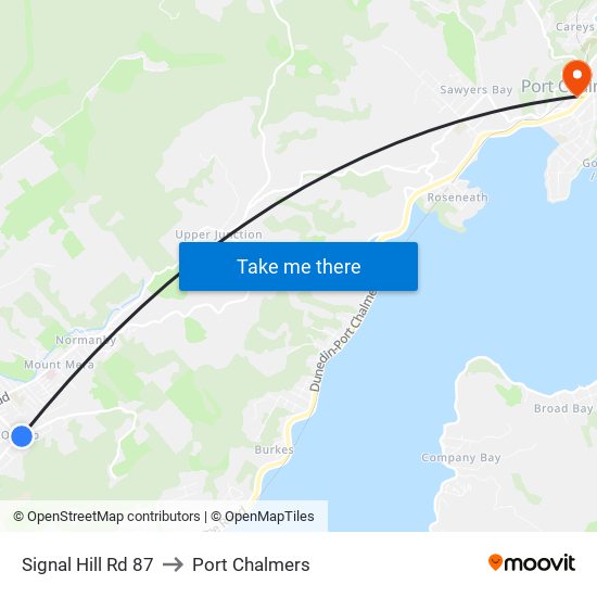 Signal Hill Rd 87 to Port Chalmers map