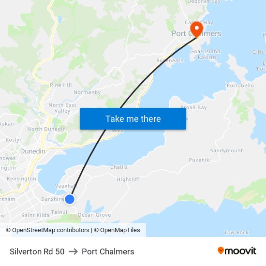 Silverton Rd 50 to Port Chalmers map