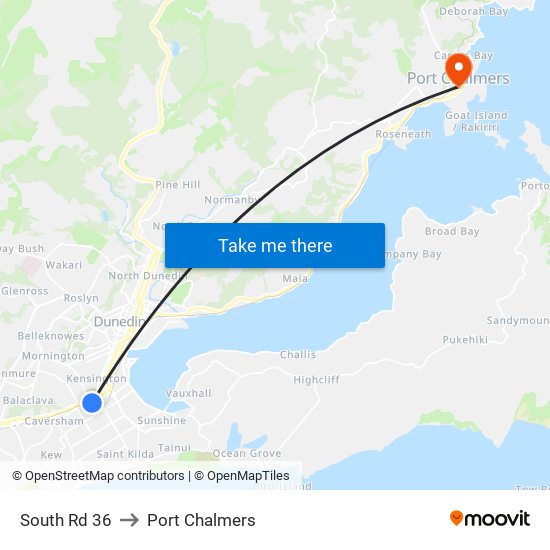 South Rd 36 to Port Chalmers map