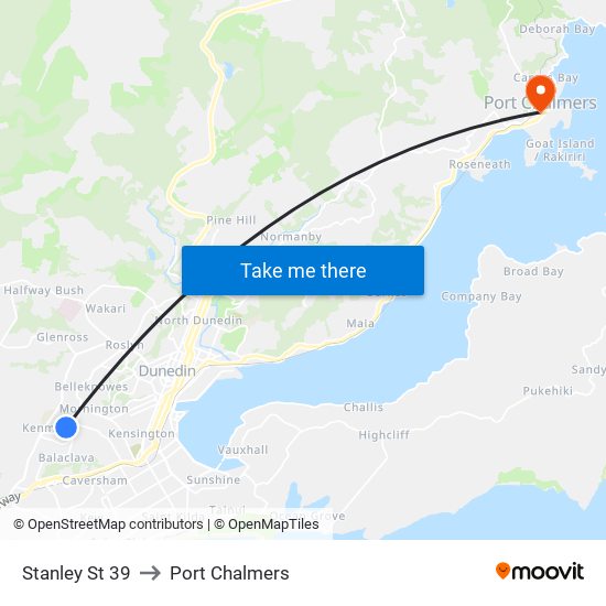 Stanley St 39 to Port Chalmers map