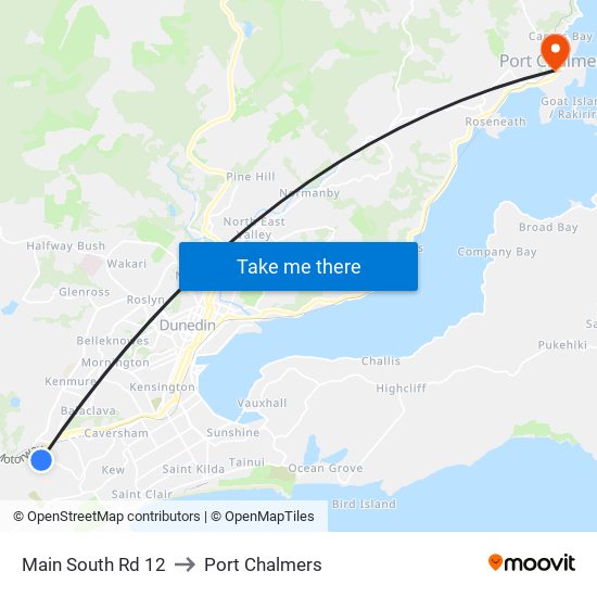 Main South Rd 12 to Port Chalmers map